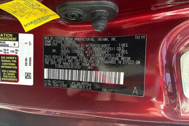 2012 Toyota Sienna LE 7 Passenger